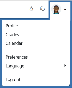 Screenshot showing profile image and the user menu.